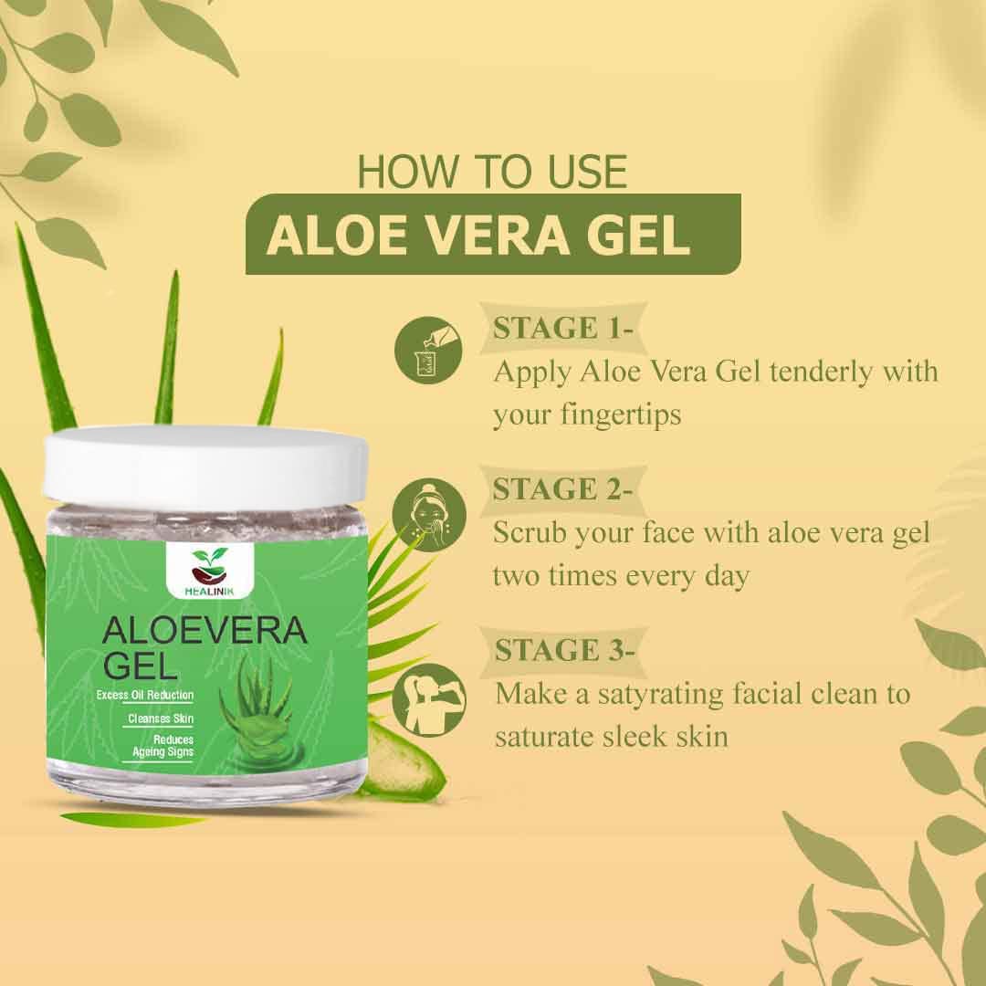 Healinik Pure Aloe Vera Skin Gel | 100% Pure No Chemicals | Aloe Vera For Skin and Hair - healinik